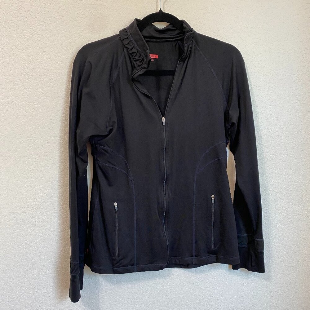 Spanx Activewear Contour Jacket Full Zip Athleisure Thumbhole Sz M Pocket Vented